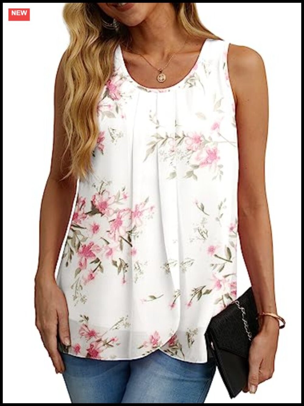 Women's Sleeveless Chiffon Tank Top Double Layer Loose Fit
